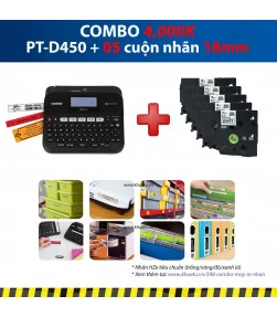 Máy in nhãn Combo: PT-D450 + 5 Cuộn nhãn 18mm | ⓿❽❻❽❺⓿❺⓿❺❺ | Máy in nhãn, máy in tem, máy in mã vạch | khuetu.vn