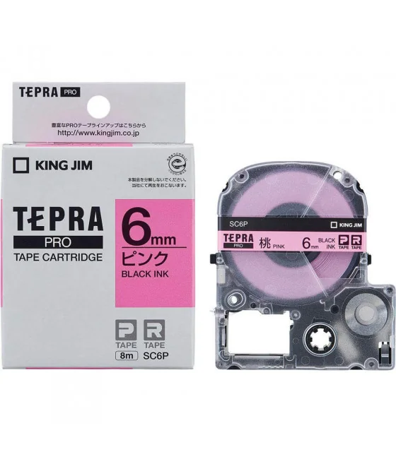 Tepra SC6P (Chữ đen nền hồng, khổ 6mm)