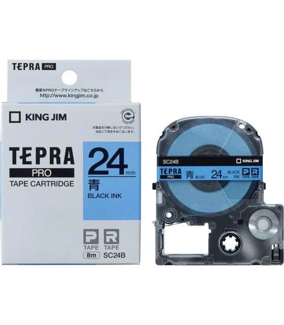 Tepra SC24B (Chữ đen nền xanh dương, khổ 24mm)