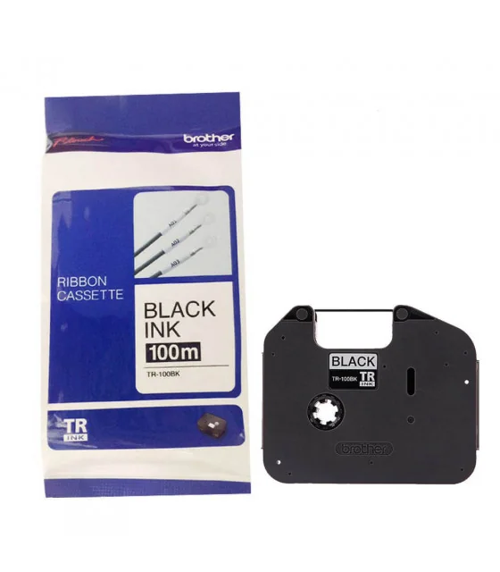 Mực in ống lồng TR-100BK (chính hãng), khổ 12mm x 100M, màu đen, cho máy in ống Brother