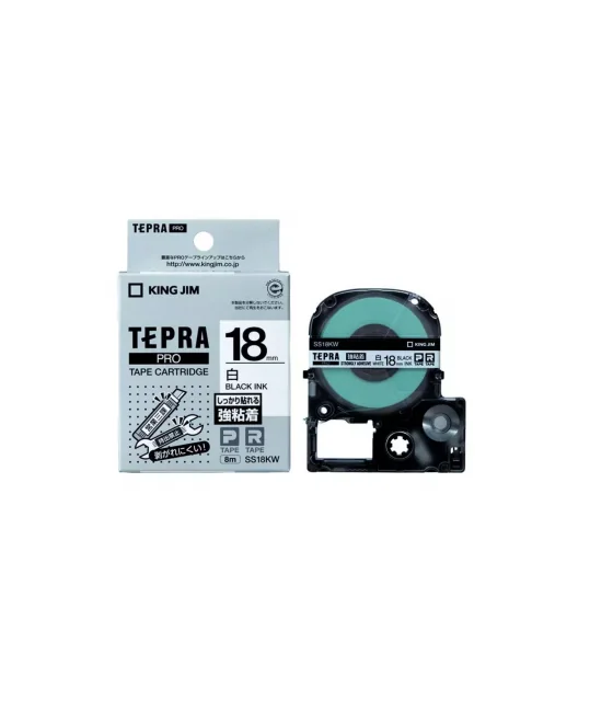 Tepra SS18KW (Chữ đen nền trắng, khổ 18mm, siêu dính)