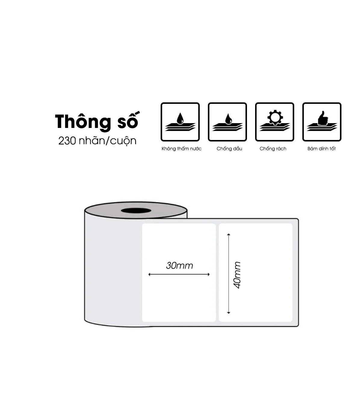 Nhãn đa năng 40 x 30mm, KT-4030-230 | ⓿❽❻❽❺⓿❺⓿❺❺ | Nhãn in, tem in, giấy in, băng nhãn, tape in | khuetu.vn