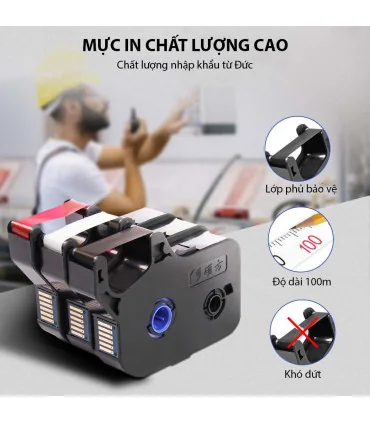 Mực in ống SUPVAN TP-R100EB, màu đen, 12mm x 100m, cho máy in ống Supvan | ⓿❽❻❽❺⓿❺⓿❺❺ | Ống lồng, ống lồng cos, vật tư in ống...