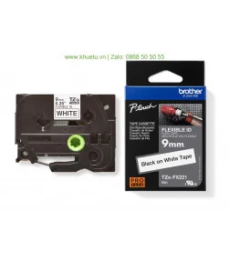 Brother TZe-FX221, khổ 9mm, dài 8m, Black on White, siêu dẻo, chống thấm nước | ⓿❽❻❽❺⓿❺⓿❺❺ | Nhãn in, tem in, giấy in, băng n...