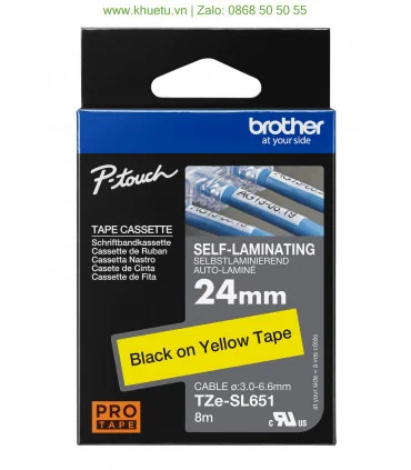 Brother TZe-SL651, khổ 24mm, dài 8m, Black on Yellow, dán cáp CAT5E/6 | ⓿❽❻❽❺⓿❺⓿❺❺ | Nhãn in, tem in, giấy in, băng nhãn, tap...