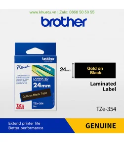 Brother TZe-354, khổ 24mm, dài 8m, Gold on Black, chống thấm nước | ⓿❽❻❽❺⓿❺⓿❺❺ | Nhãn in, tem in, giấy in, băng nhãn, tape in...