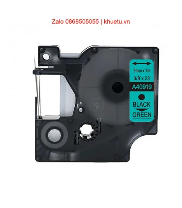 DM-A40919 D1 Tape A40919 9mm x 7m Black on Green | ⓿❽❻❽❺⓿❺⓿❺❺ | Nhãn in, tem in, giấy in, băng nhãn, tape in | khuetu.vn