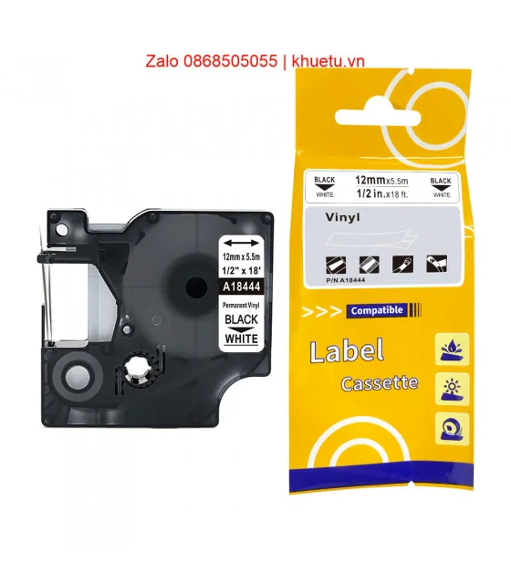 Rhino Vinyl 1/2" (12mm), Black on White (18444)