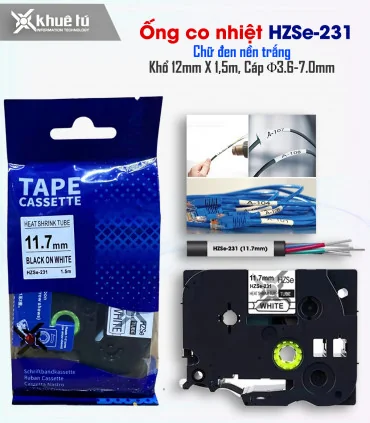 Ống co nhiệt HZSe-231, khổ 12mm x 1,5m, cáp 3.6-7.0mm, màu trắng | ⓿❽❻❽❺⓿❺⓿❺❺ | Ống co nhiệt, co nhiệt dây điện | khuetu.vn