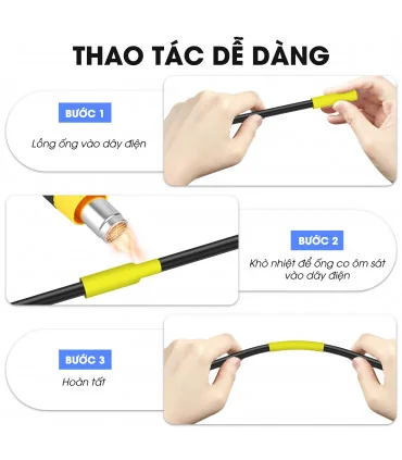 Ống co nhiệt HZSe-631, khổ 12mm x 1,5m, cáp 3.6-7.0mm, màu vàng | ⓿❽❻❽❺⓿❺⓿❺❺ | Ống co nhiệt, co nhiệt dây điện | khuetu.vn