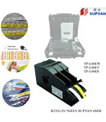 Nhãn in Supvan TP-L06EY, vàng, 6mm x 16M, cho máy TP70E/TP76E/TP80E/TP86E