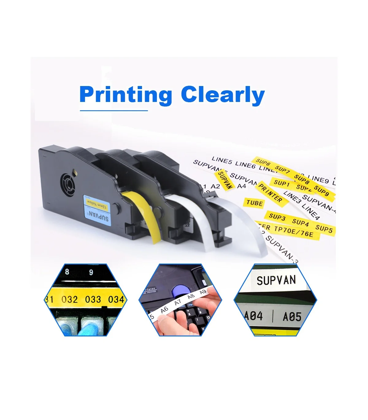 Nhãn in Supvan TP-L09EW, trắng, 9mm x 16M, cho máy TP70E/TP76E/TP80E/TP86E