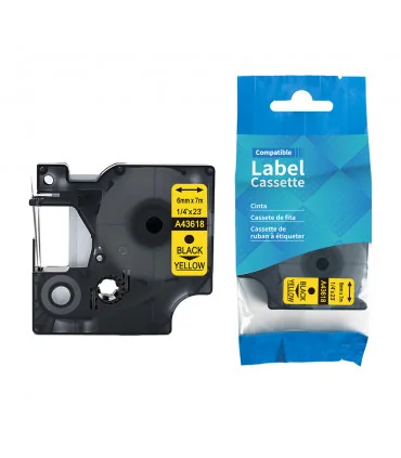 DM-A43618 D1 Tape 43618 6mm x 7m Black on Yellow | ⓿❽❻❽❺⓿❺⓿❺❺ | Nhãn in, tem in, giấy in, băng nhãn, tape in | khuetu.vn