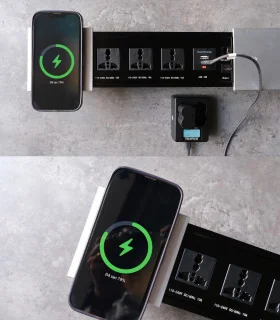 Ổ cắm điện âm bàn trượt, có sạc không dây MK102SS (Silver) | ⓿❽❻❽❺⓿❺⓿❺❺ | khuetu.vn