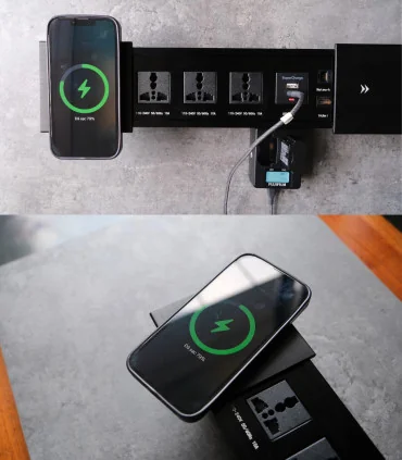 Ổ cắm điện âm bàn trượt, có sạc không dây MK102SB (Black) | ⓿❽❻❽❺⓿❺⓿❺❺ | khuetu.vn