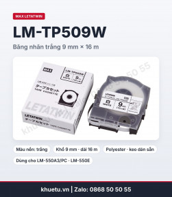 Băng nhãn MAX LM-TP509W trắng 9mm × 16m cho máy in ống lồng