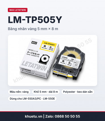 Băng nhãn MAX LM-TP505Y vàng 5mm × 8m | khuetu.vn
