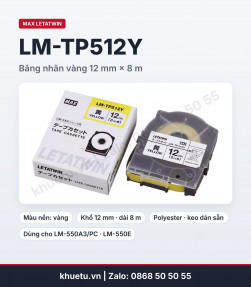 Băng nhãn MAX LM-TP512Y vàng 12mm × 8m cho máy in ống lồng
