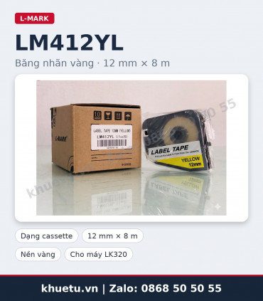Băng nhãn vàng L-MARK LM412YL 12mm × 8m (nhãn dán đánh dấu) | khuetu.vn