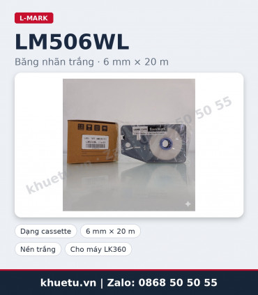 Băng nhãn trắng L-MARK LM506WL 6mm × 20m (nhãn dán đánh dấu) | khuetu.vn