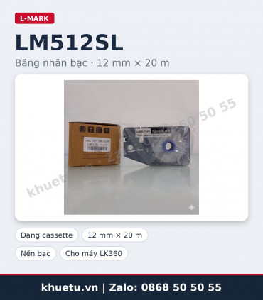 Băng nhãn bạc L-MARK LM512SL 12mm × 20m (nhãn dán đánh dấu) | khuetu.vn