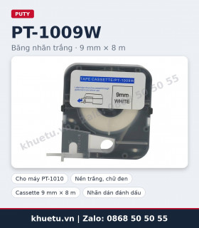 Băng nhãn trắng PUTY PT-1009W 9mm × 8m chính hãng