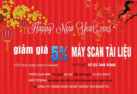 Giảm giá 5% đối với tất cả các sản phẩm máy scan tài liệu trong tháng đầu năm 2015