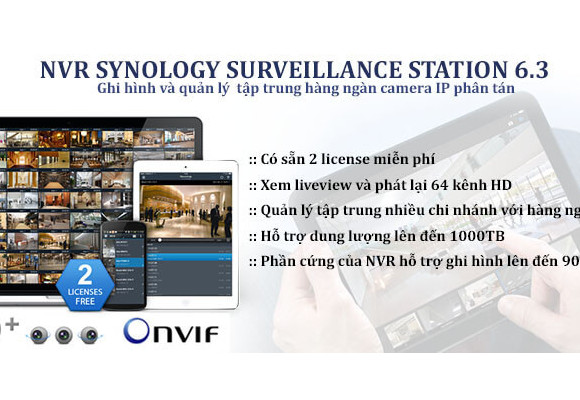 NVR Synology bổ sung tính năng và nâng cấp 2 license miễn phí ở Surveillance Station 6.3