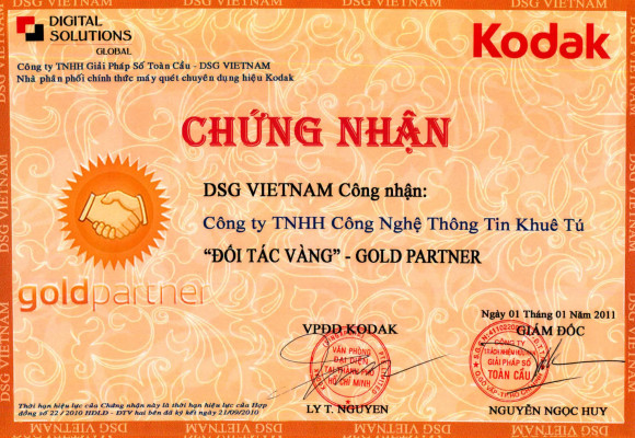 Khuê Tú đạt chứng nhận Gold Partner - Đối tác vàng của Kodak