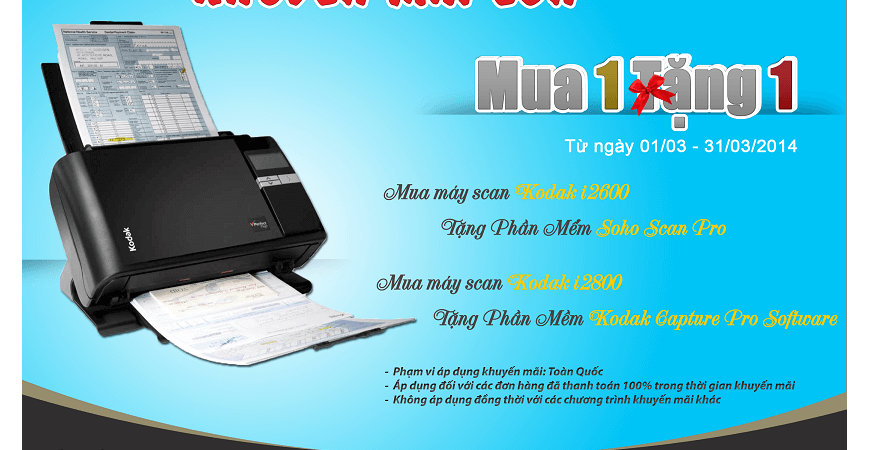 Khuyến Mãi: Tặng phần mềm hỗ trợ nhận dạng và tách bộ tài liệu khi mua Kodak i2600 và i2800