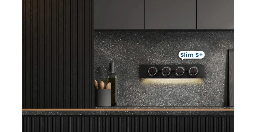 EUROB Slim-S+ – Ổ cắm thanh ray tích hợp LED & sạc USB