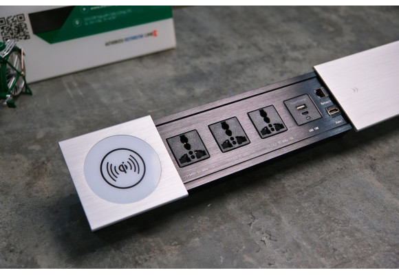 Ổ cắm điện âm bàn trượt tích hợp sạc không dây – Giải pháp gọn gàng và hiện đại cho không gian làm việc